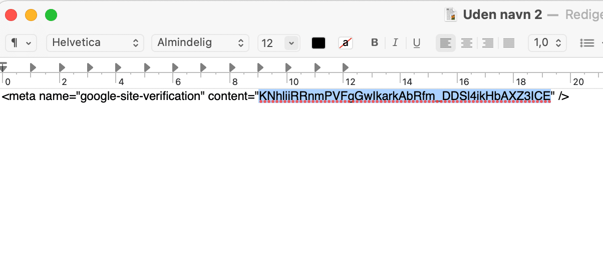 Kode til Google Search Console